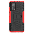 For Xiaomi Mi 10T / 10T Pro 5G Tire Texture Shockproof TPU+PC Protective Case with Holder(Red)