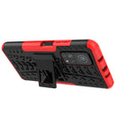 For Xiaomi Mi 10T / 10T Pro 5G Tire Texture Shockproof TPU+PC Protective Case with Holder(Red)