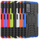 For Xiaomi Mi 10T / 10T Pro 5G Tire Texture Shockproof TPU+PC Protective Case with Holder(Red)