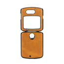 For Motorola Moto Razr 5G Two-color Cowhide Texture Top-grain Leather Shockproof Protective Case(Blue)