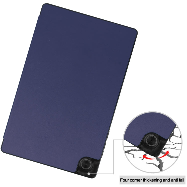 For Lenovo Tab M10 HD 2nd Gen TB-X306 Caster Pattern Horizontal Flip Tablet PC Protective Leather Case with Tri-fold Bracket & Sleep Function(Blue)