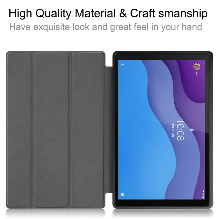 For Lenovo Tab M10 HD 2nd Gen TB-X306 Caster Pattern Horizontal Flip Tablet PC Protective Leather Case with Tri-fold Bracket & Sleep Function(Blue)