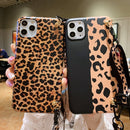 Leopard Crossbody Shockproof TPU Case with Lanyard For iPhone 12 / 12 Pro(Brown)