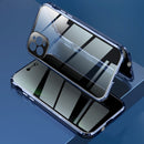 Four-corner Shockproof Anti-peeping Magnetic Metal Frame Double-sided Tempered Glass Case For iPhone 12 Pro Max(Blue)