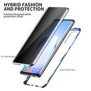 For Samsung Galaxy S20 Ultra Four-corner Shockproof Anti-peeping Magnetic Metal Frame Double-sided Tempered Glass Case(Blue)