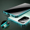 For Samsung Galaxy S20 FE 5G Four-corner Shockproof Anti-peeping Magnetic Metal Frame Double-sided Tempered Glass Case(Green)