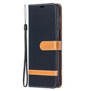 For Samsung Galaxy S21 Ultra 5G Color Matching Denim Texture Horizontal Flip Leather Case with Holder & Card Slots & Wallet & Lanyard(Black)