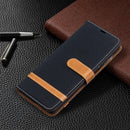 For Samsung Galaxy S21 Ultra 5G Color Matching Denim Texture Horizontal Flip Leather Case with Holder & Card Slots & Wallet & Lanyard(Black)