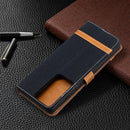 For Samsung Galaxy S21 Ultra 5G Color Matching Denim Texture Horizontal Flip Leather Case with Holder & Card Slots & Wallet & Lanyard(Black)