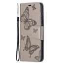 For Samsung Galaxy S21 5G Embossing Two Butterflies Pattern Horizontal Flip PU Leather Case with Holder & Card Slot & Wallet & Lanyard(Grey)