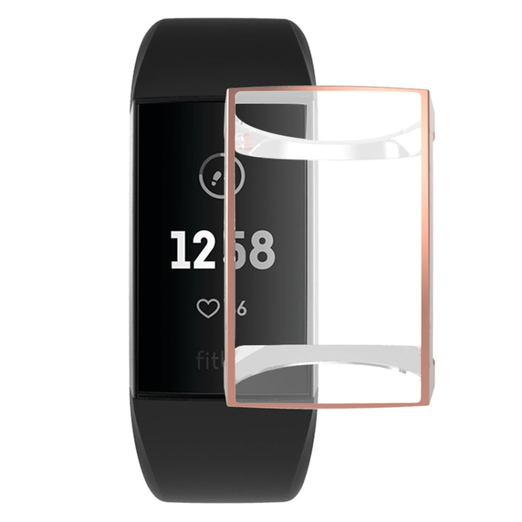 For Fitbit Charge 3 / 4 Full Coverage Plating TPU Watch Case(Rose Gold)