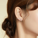 S925 Sterling Silver Simple Style Lines Women Earrings