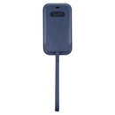 Magsafe Case Leather Sleeve Case with Lanyard & Card Slot & Time View Window For iPhone 12 Pro Max(Navy Blue)
