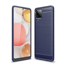 For Samsung Galaxy A12 Brushed Texture Carbon Fiber TPU Case(Navy Blue)