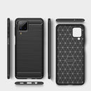 For Samsung Galaxy A12 Brushed Texture Carbon Fiber TPU Case(Navy Blue)