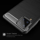 For Samsung Galaxy A12 Brushed Texture Carbon Fiber TPU Case(Navy Blue)