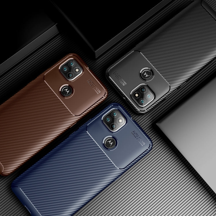 For Motorola Moto G9 Power Carbon Fiber Texture Shockproof TPU Case(Blue)