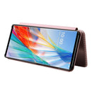 For LG Wing 5G Carbon Fiber Texture Magnetic Horizontal Flip TPU + PC + PU Leather Case with Card Slot(Pink)