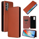For LG Wing 5G Carbon Fiber Texture Magnetic Horizontal Flip TPU + PC + PU Leather Case with Card Slot(Brown)