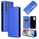 For LG Wing 5G Carbon Fiber Texture Magnetic Horizontal Flip TPU + PC + PU Leather Case with Card Slot(Blue)