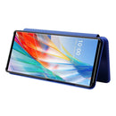 For LG Wing 5G Carbon Fiber Texture Magnetic Horizontal Flip TPU + PC + PU Leather Case with Card Slot(Blue)