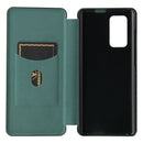For LG Wing 5G Carbon Fiber Texture Magnetic Horizontal Flip TPU + PC + PU Leather Case with Card Slot(Green)