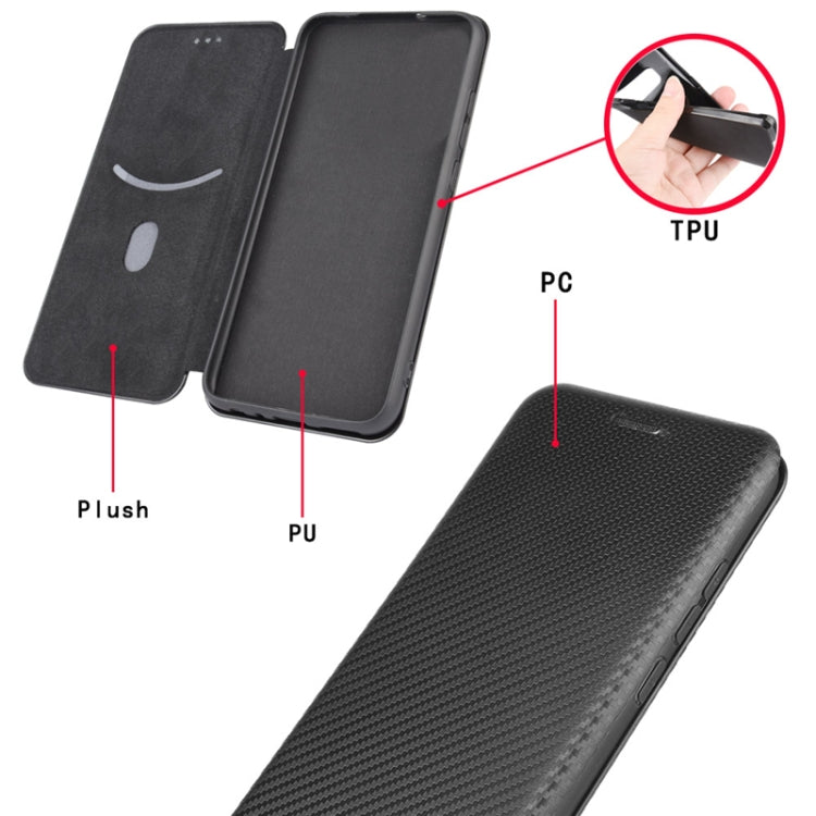 For LG Wing 5G Carbon Fiber Texture Magnetic Horizontal Flip TPU + PC + PU Leather Case with Card Slot(Green)