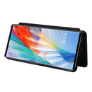 For LG Wing 5G Carbon Fiber Texture Magnetic Horizontal Flip TPU + PC + PU Leather Case with Card Slot(Black)
