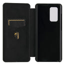 For LG Wing 5G Carbon Fiber Texture Magnetic Horizontal Flip TPU + PC + PU Leather Case with Card Slot(Black)