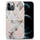Splicing Marble Pattern TPU Protective Case For iPhone 12 Pro(Light Pink Grey)