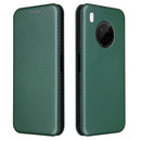 For Huawei Y9a Carbon Fiber Texture Horizontal Flip TPU + PC + PU Leather Case with Card Slot(Green)