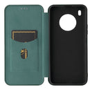 For Huawei Y9a Carbon Fiber Texture Horizontal Flip TPU + PC + PU Leather Case with Card Slot(Green)