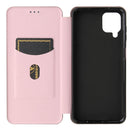 For Samsung Galaxy A12 / M12 / F12 Carbon Fiber Texture Horizontal Flip TPU + PC + PU Leather Case with Card Slot(Pink)