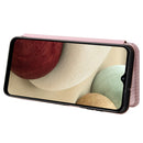 For Samsung Galaxy A12 / M12 / F12 Carbon Fiber Texture Horizontal Flip TPU + PC + PU Leather Case with Card Slot(Pink)