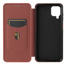 For Samsung Galaxy A12 / M12 / F12 Carbon Fiber Texture Horizontal Flip TPU + PC + PU Leather Case with Card Slot(Brown)
