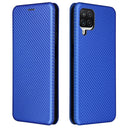 For Samsung Galaxy A12 / M12 / F12 Carbon Fiber Texture Horizontal Flip TPU + PC + PU Leather Case with Card Slot(Blue)
