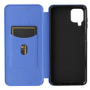 For Samsung Galaxy A12 / M12 / F12 Carbon Fiber Texture Horizontal Flip TPU + PC + PU Leather Case with Card Slot(Blue)