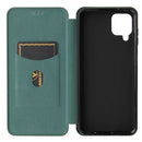 For Samsung Galaxy A12 / M12 / F12 Carbon Fiber Texture Horizontal Flip TPU + PC + PU Leather Case with Card Slot(Green)