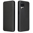 For Samsung Galaxy A12 / M12 / F12 Carbon Fiber Texture Magnetic Horizontal Flip TPU + PC + PU Leather Case with Card Slot(Black)