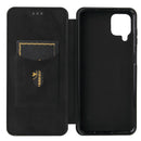 For Samsung Galaxy A12 / M12 / F12 Carbon Fiber Texture Magnetic Horizontal Flip TPU + PC + PU Leather Case with Card Slot(Black)