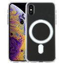Magsafe Case Simple Magnetic Ring All-inclusive Clear Crystal Acrylic PC +TPU Shockproof Case For iPhone X / XS(Transparent)