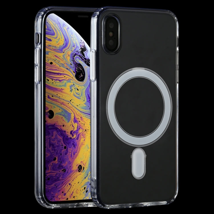 Magsafe Case Simple Magnetic Ring All-inclusive Clear Crystal Acrylic PC +TPU Shockproof Case For iPhone X / XS(Transparent)