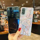 For Samsung Galaxy A51 Splicing Marble Pattern Gilding TPU Protective Case with Foldable Holder(Purple)