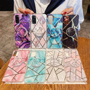 For Samsung Galaxy A51 Splicing Marble Pattern Gilding TPU Protective Case with Foldable Holder(Purple)