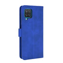 For Samsung Galaxy A12 / M12 / F12 Solid Color Skin Feel Magnetic Buckle Horizontal Flip Calf Texture PU Leather Case with Holder & Card Slots & Wallet(Blue)
