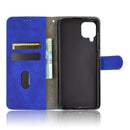 For Samsung Galaxy A12 / M12 / F12 Solid Color Skin Feel Magnetic Buckle Horizontal Flip Calf Texture PU Leather Case with Holder & Card Slots & Wallet(Blue)