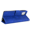 For Samsung Galaxy A12 / M12 / F12 Solid Color Skin Feel Magnetic Buckle Horizontal Flip Calf Texture PU Leather Case with Holder & Card Slots & Wallet(Blue)