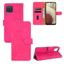 For Samsung Galaxy A12 / M12 / F12 Solid Color Skin Feel Magnetic Buckle Horizontal Flip Calf Texture PU Leather Case with Holder & Card Slots & Wallet(Rose Red)