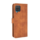 For Samsung Galaxy A12 / M12 / F12 Solid Color Skin Feel Magnetic Buckle Horizontal Flip Calf Texture PU Leather Case with Holder & Card Slots & Wallet(Brown)