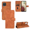 For Samsung Galaxy A12 / M12 / F12 Solid Color Skin Feel Magnetic Buckle Horizontal Flip Calf Texture PU Leather Case with Holder & Card Slots & Wallet(Brown)